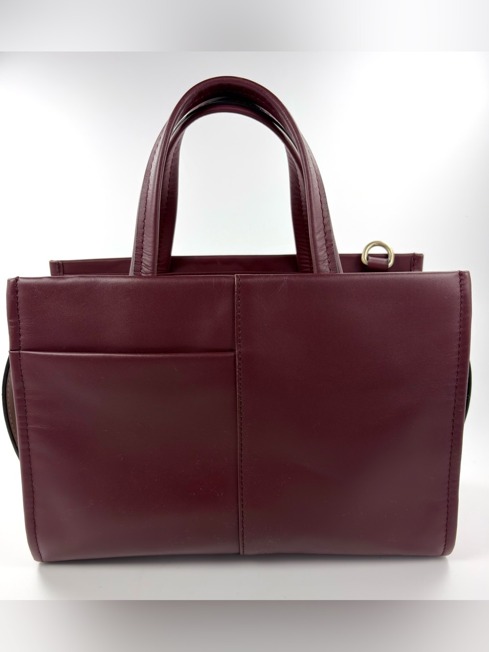 Radley London Hope Place Stripe Strap Burgundy Leather Satchel EUC - Picture 2 of 16